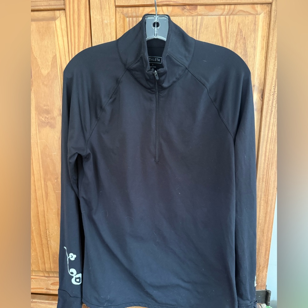 Athleta Black Quarter-Zip Pullover Running Jacket